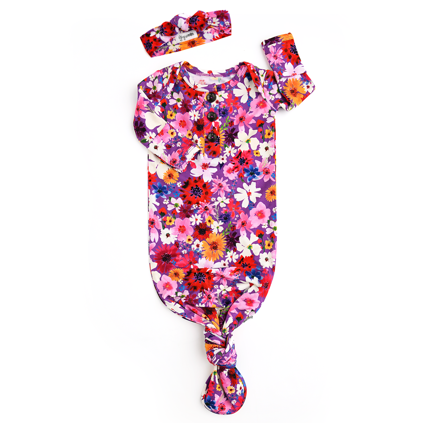 Kaia Gown Bamboo Baby Outfit Newborn Floral Set