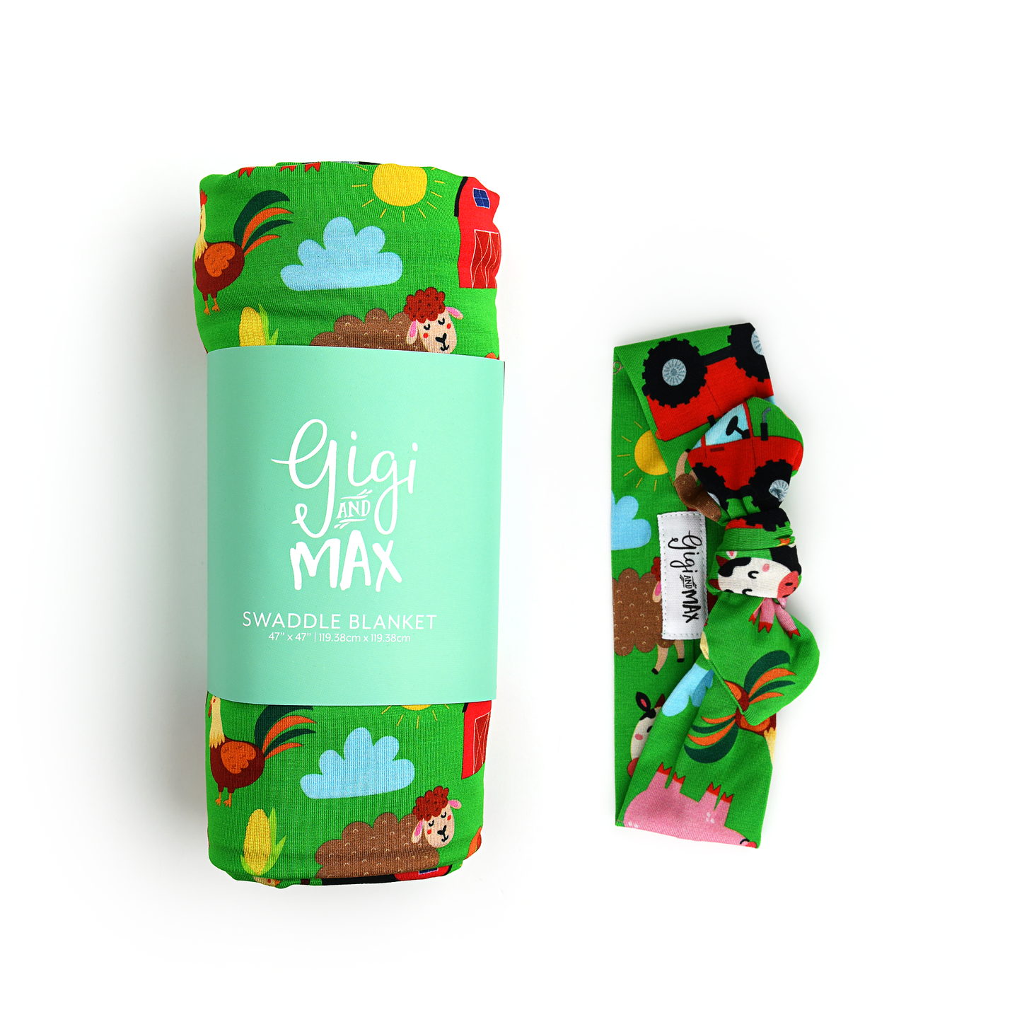 Tanner Swaddle Farm Bamboo Baby Blanket Farm Animals