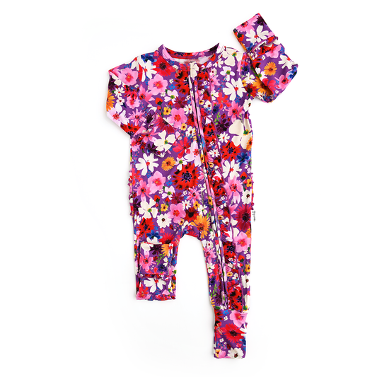 Kaia Ruffle Zip Bamboo Baby Outfit Sleepies Little Once Piec