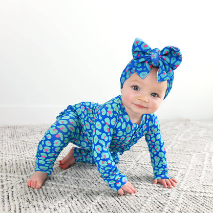 Miley Leopard Ruffle Zip Bamboo Baby Sleepies Little