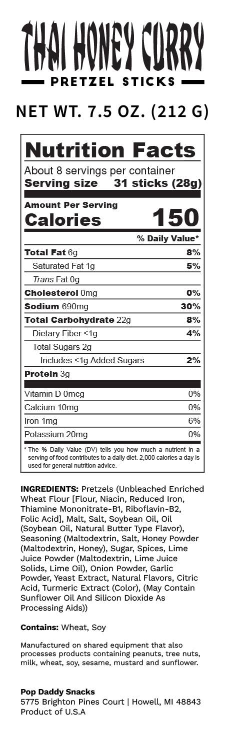 Pop Daddy – Thai Honey Curry Seasoned Pretzels 7.5oz