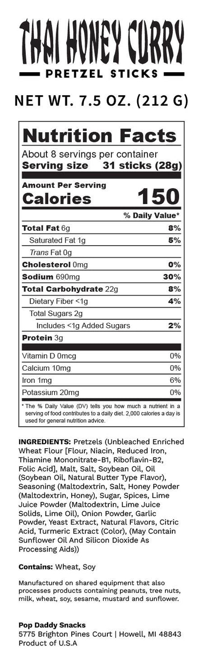 Pop Daddy – Thai Honey Curry Seasoned Pretzels 7.5oz