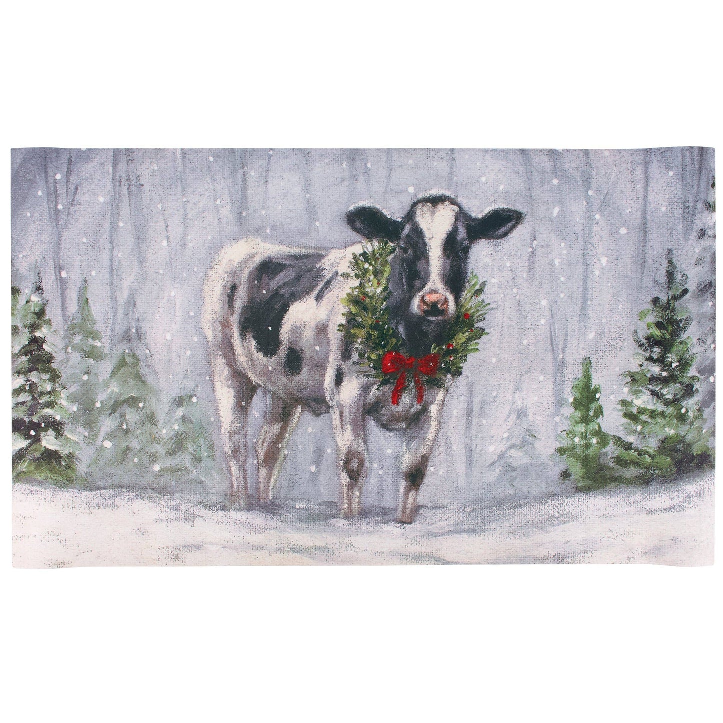 Snowy Cow Rug