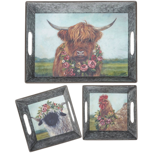 Floral Animal Tray Set