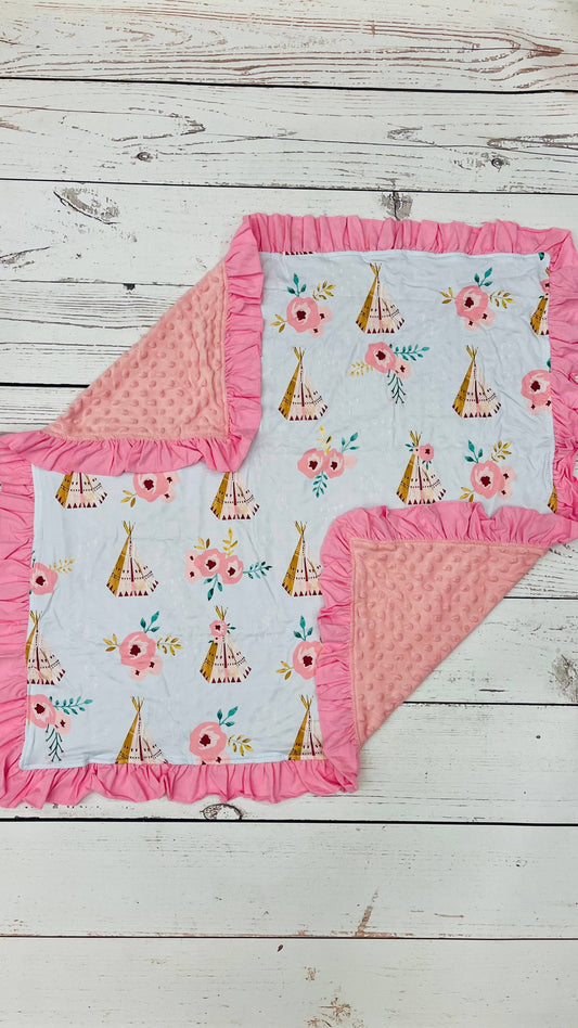 Baby Pink Teepee Flower Blanket