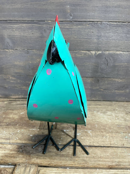 Mama Chicken Polka Dot-Metal-Garden Art-7Wx15H-Mama Chicken