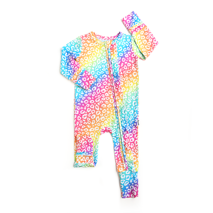 Summer Leopard RUFFLE ZIP Bamboo Sleepies Little Baby