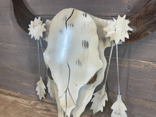 Longhorn Metal Skull-Rustic-Western-Wall-24x26 inches