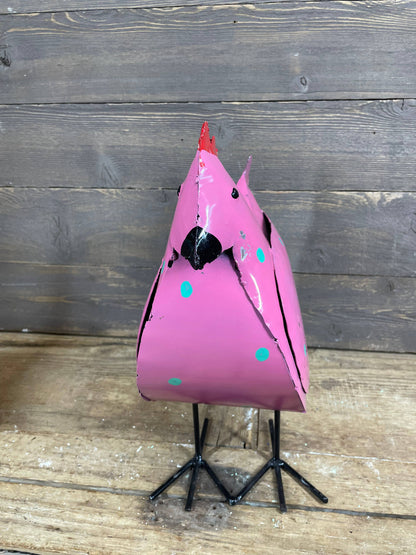 Mama Chicken Polka Dot-Metal-Garden Art-7Wx15H-Mama Chicken