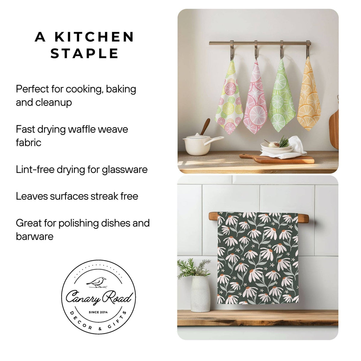 Pumpkin Fall Botanical Floral Autumn Kitchen Towel Waffle