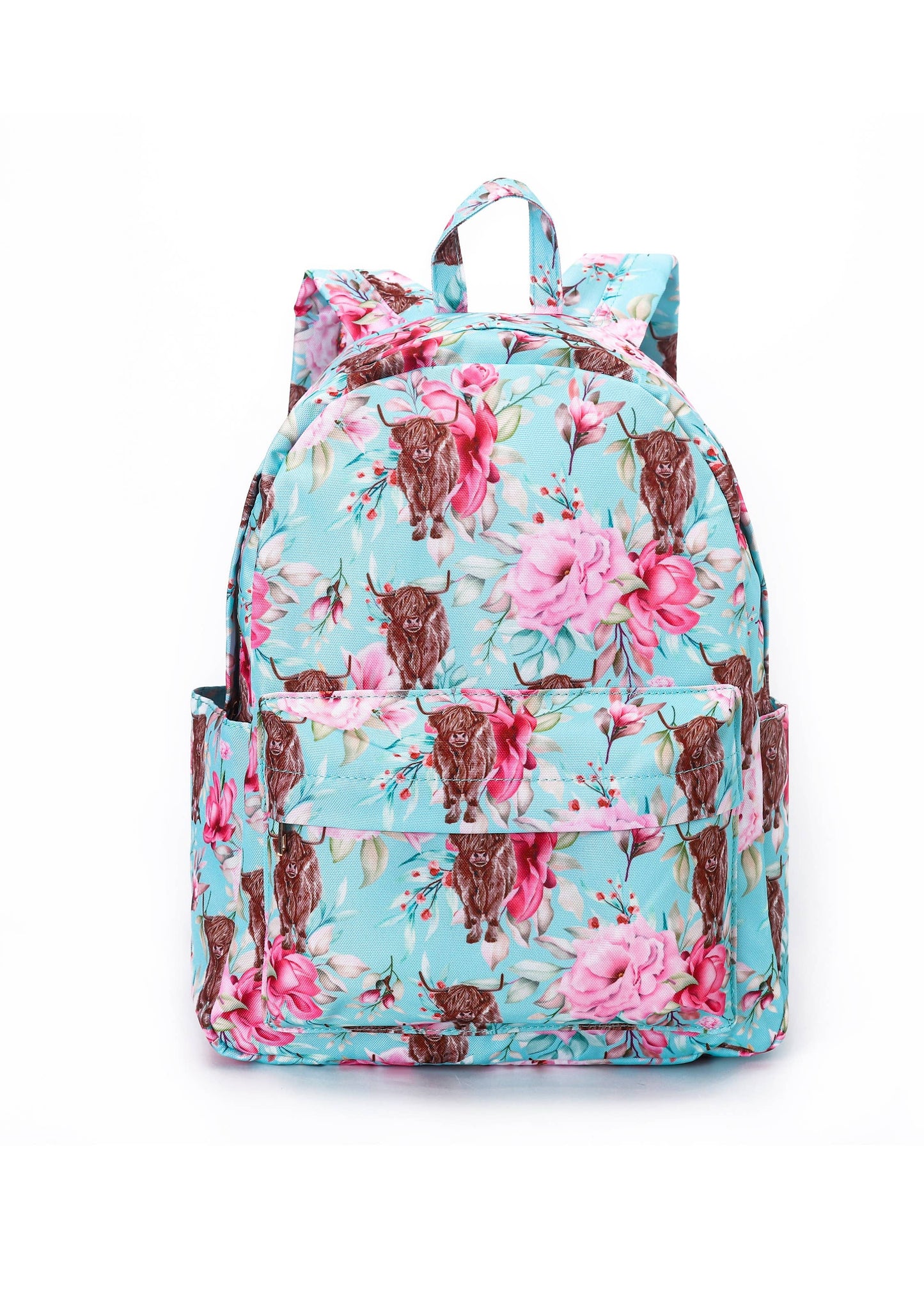 Highland Cow Floral Kids Backpack