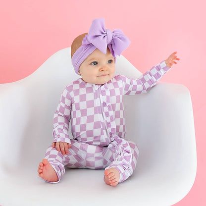 Myla Purple Checks RUFFLE ZIP Bamboo Sleepies Little Outfit