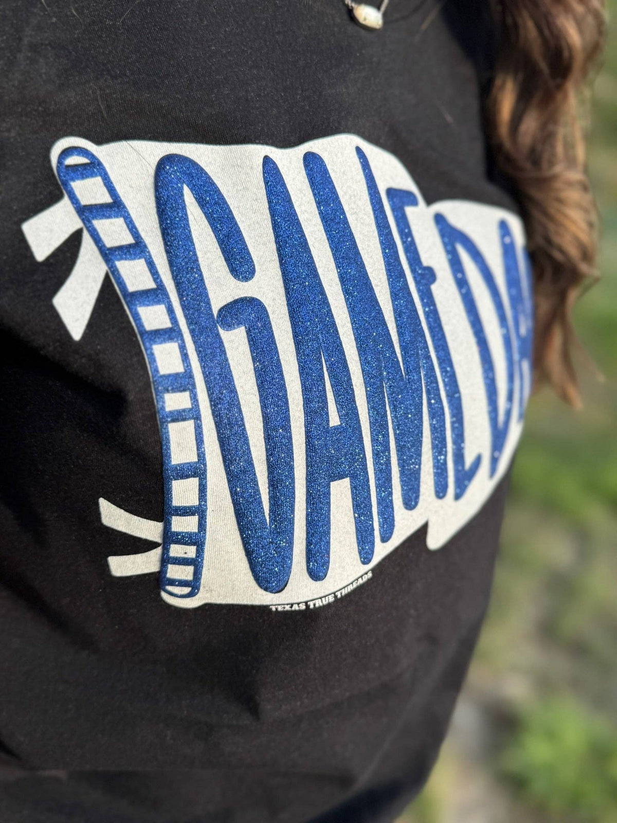 Pennant Game Day in White Ink with Glitter Puff Tee