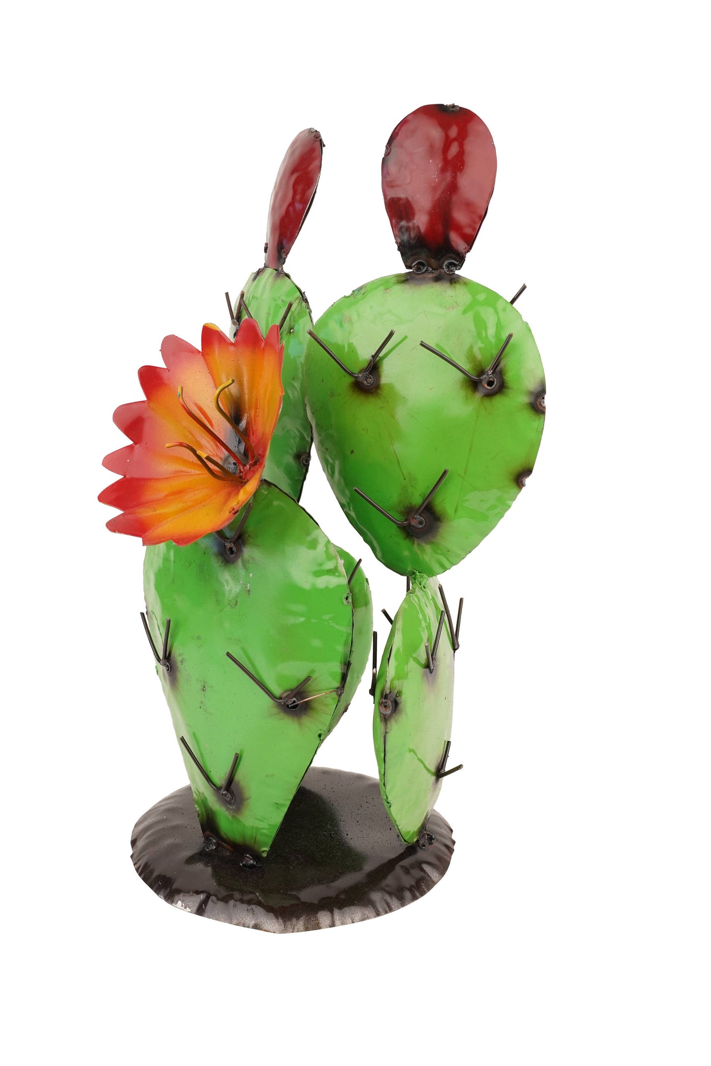 Blooming Metal Prickly Cactus-Garden-Yard Art-8x8x17H inches