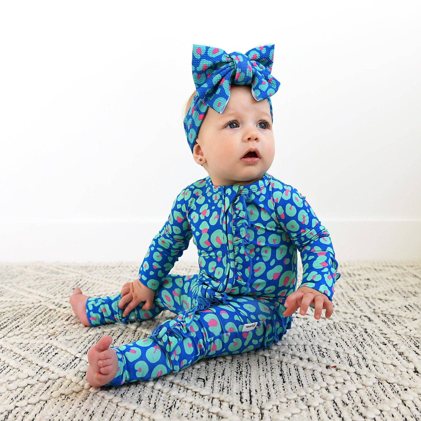 Miley Leopard Ruffle Zip Bamboo Baby Sleepies Little