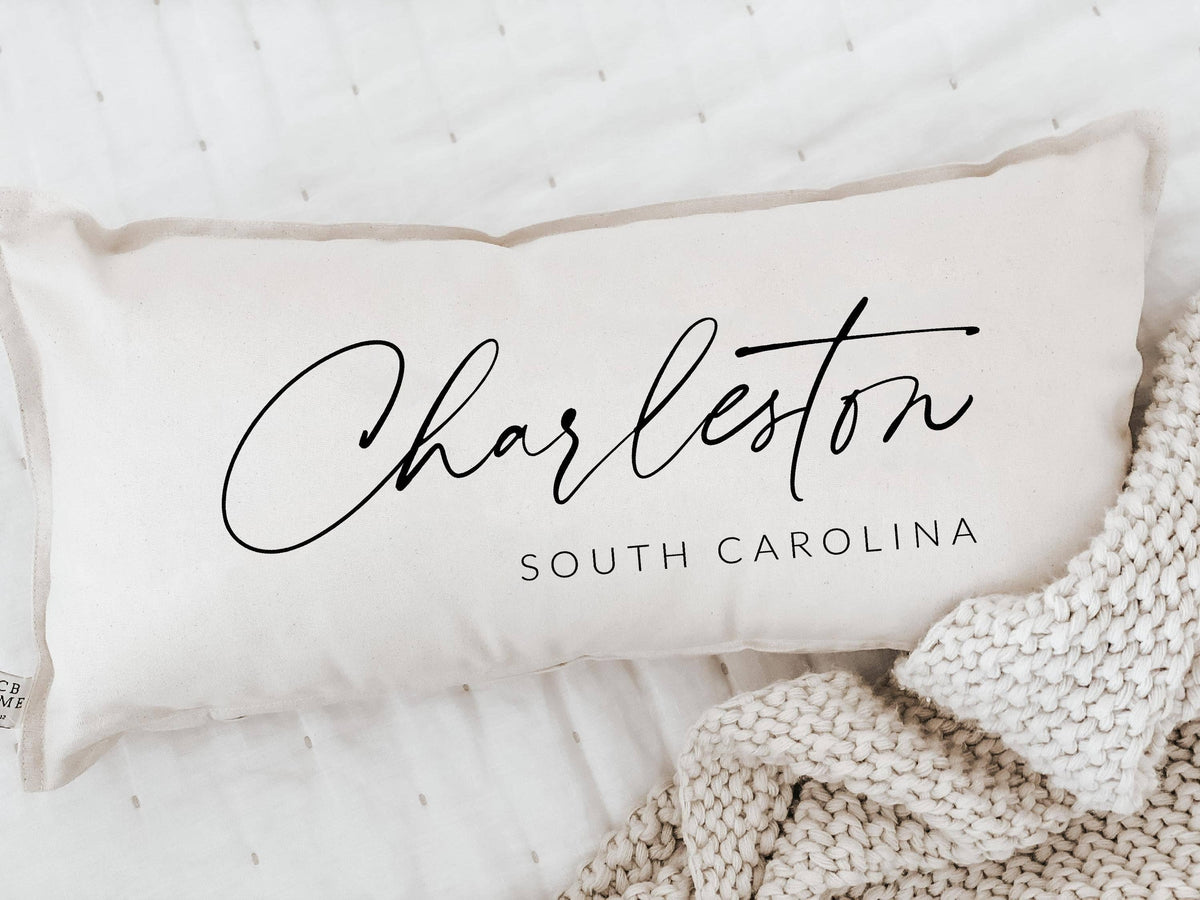 Personalized Lumbar Pillows - Personalized City Script |