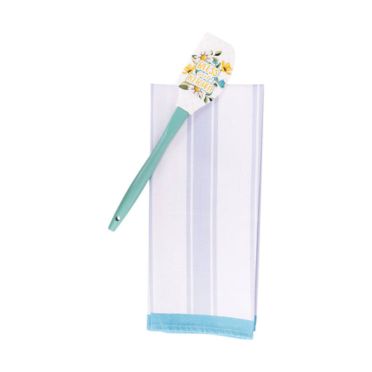 Tea Towel & Spatula Gift Set: Bless Kitchen