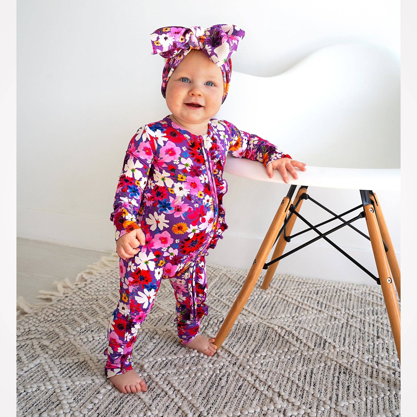 Kaia Ruffle Zip Bamboo Baby Outfit Sleepies Little Once Piec