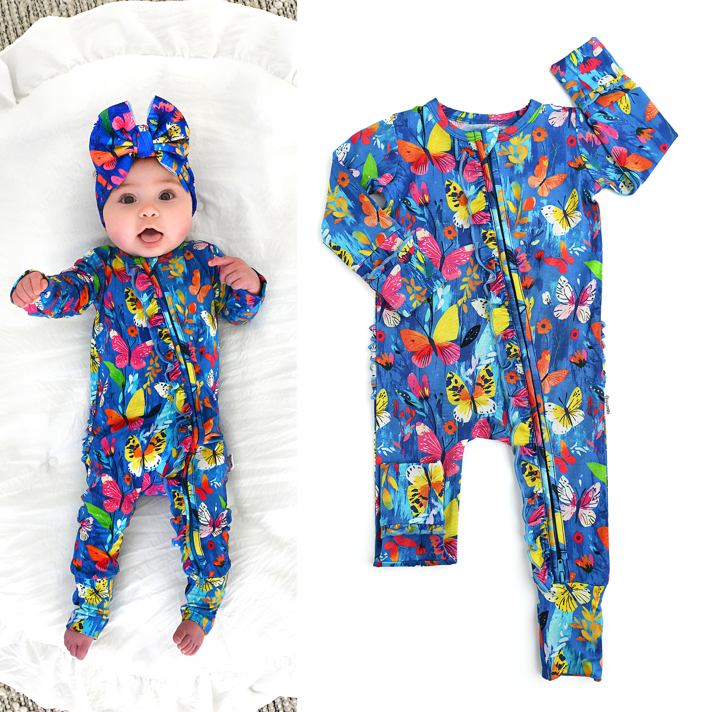 Aurora Butterfly Ruffle Zip Outfit Sleepies Little Bamboo