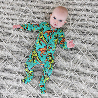 Drew Dino ZIP Bamboo Sleepies Little Baby Two Way Zip