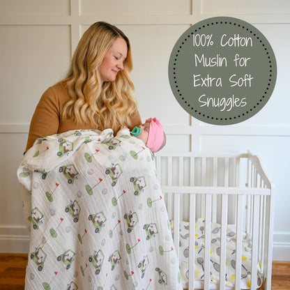 Golf A Round Baby Muslin Swaddle Blanket