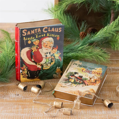 Vintage Christmas Nesting Metal Book Boxes (Set Of 02)
