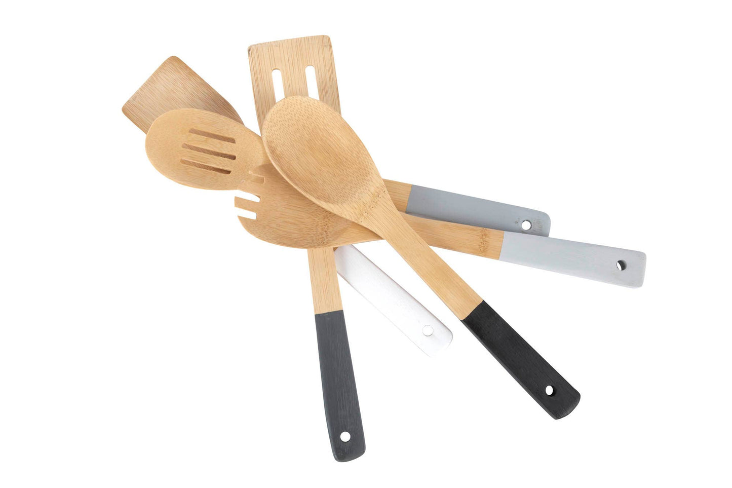 5pc Colorful Bamboo Utensil Set - Grayscale