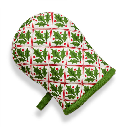 Christmas Holly Half Mitt Potholder