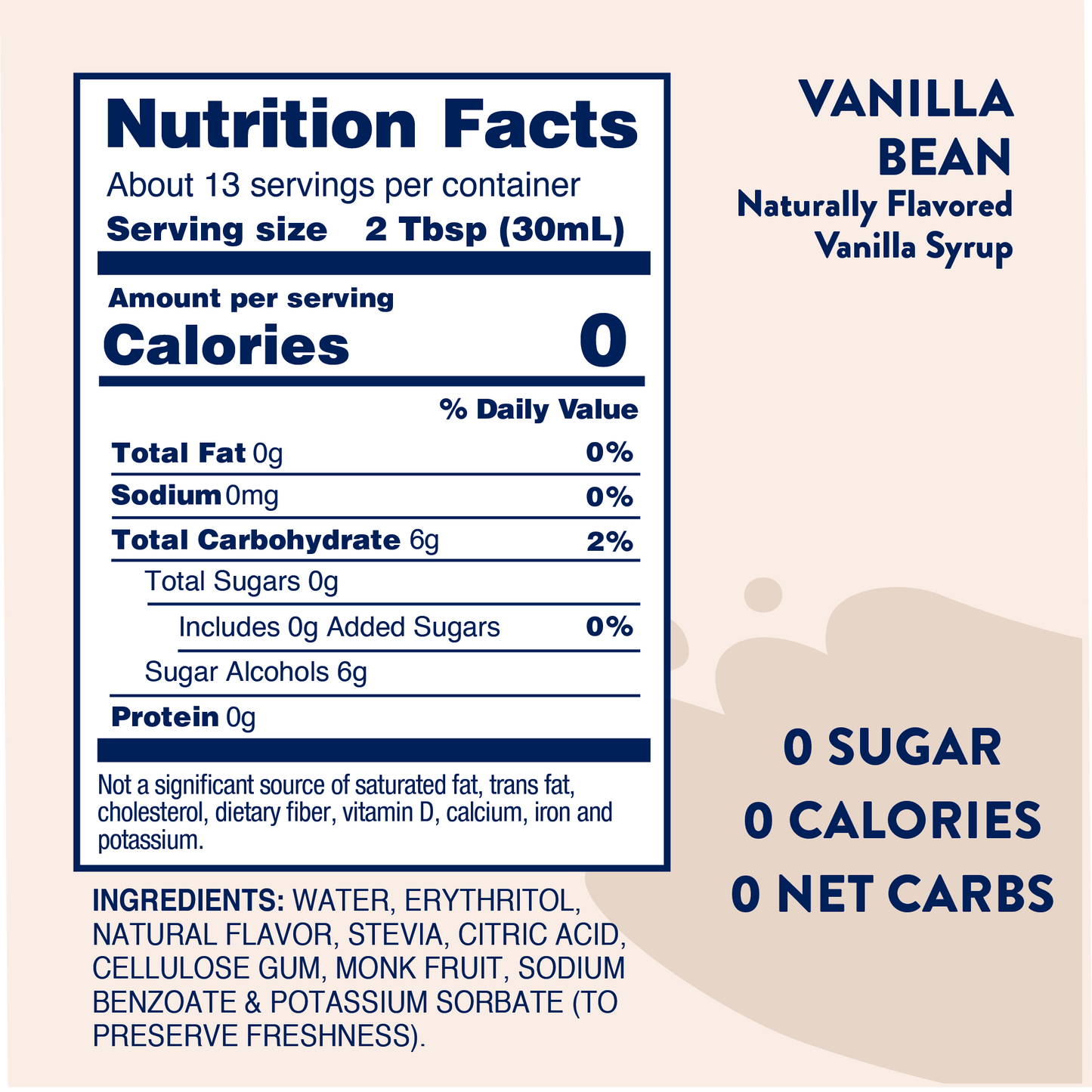 Naturally Sweetened Vanilla Bean Syrup - 375ml