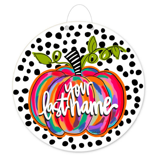 Personalized Colorful Pumpkin Door Hanger