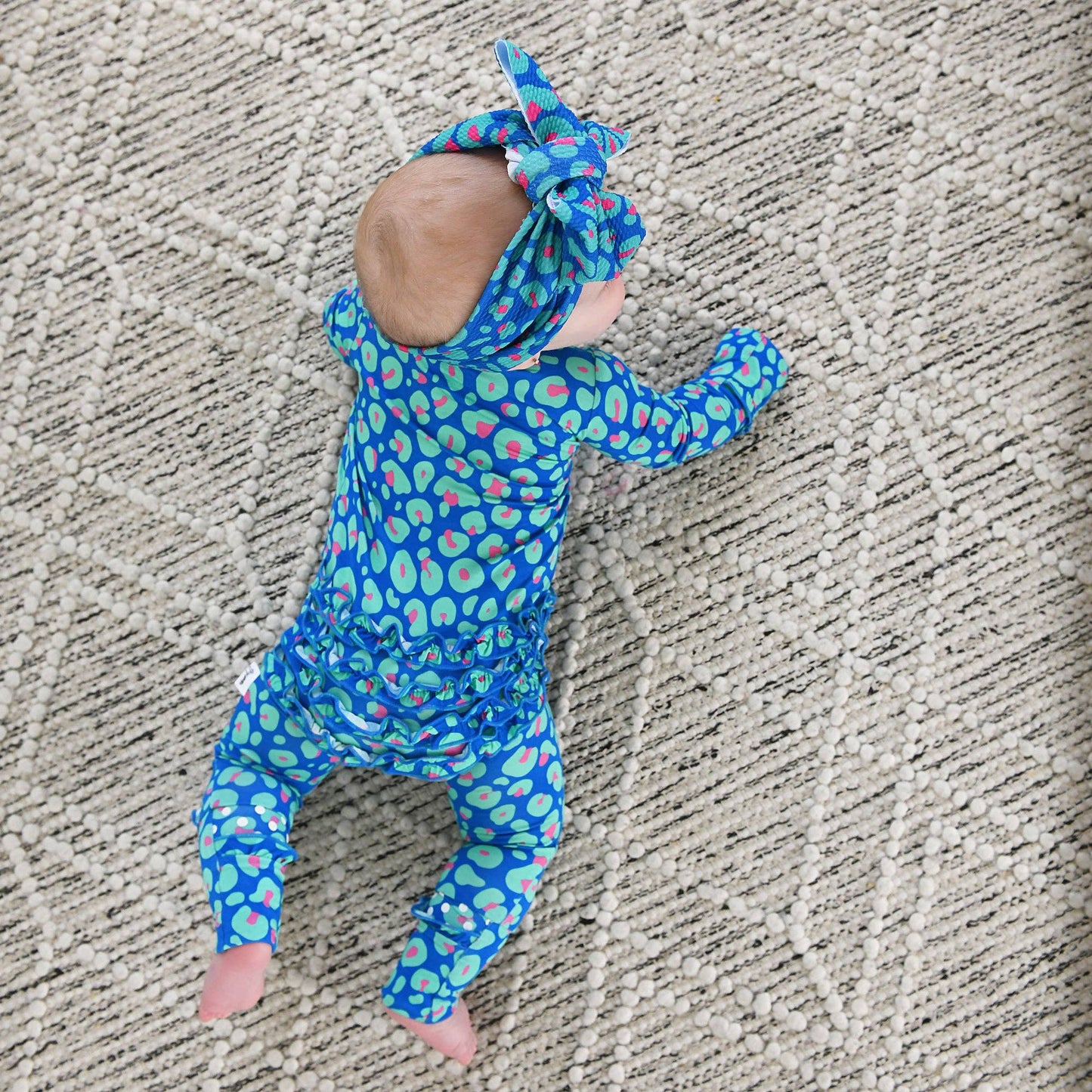 Miley Leopard Ruffle Zip Bamboo Baby Sleepies Little