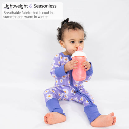 Bamboo Baby Convertible Zipper Pajamas - Daisy Floral