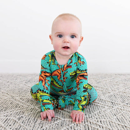 Drew Dino ZIP Bamboo Sleepies Little Baby Two Way Zip