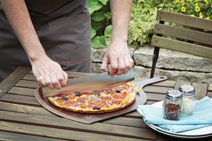 Outset Acacia Pizza Cutter, Stainless Steel, 13" Blade