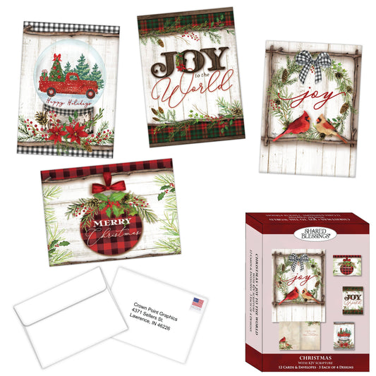 Religious Boxed Christmas Cards, Joy to the World, 12 Cards
