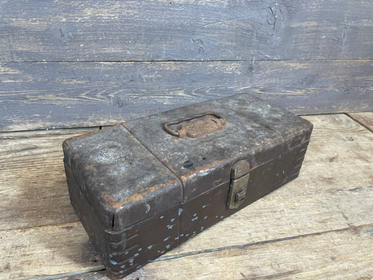 Vintage Metal Tool box-#10-Storage-6x13x4H inches-Rustic