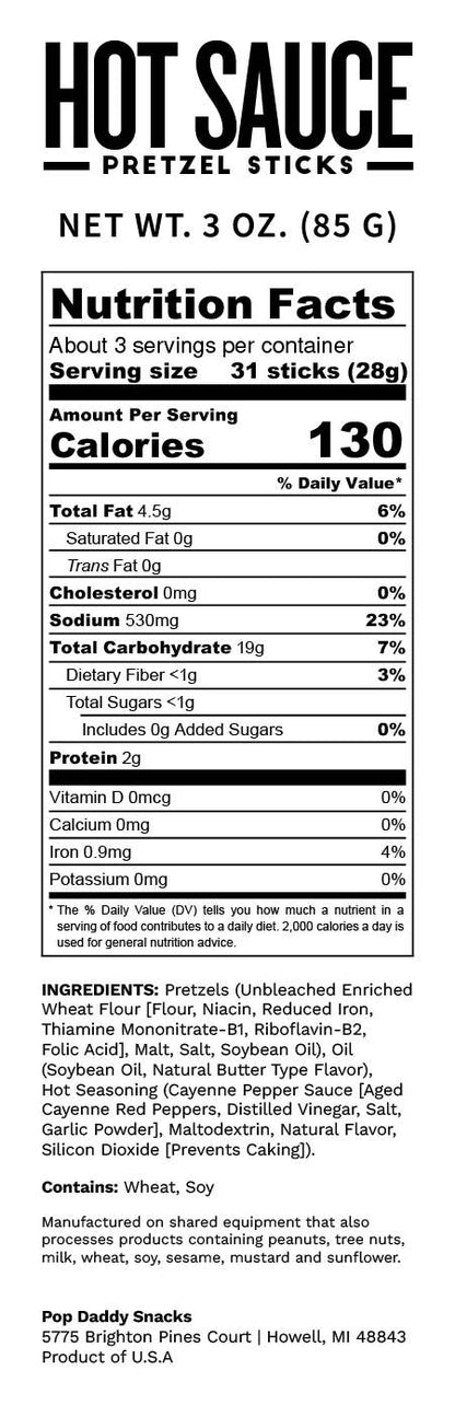 Pop Daddy – Hot Sauce Seasoned Pretzels 3.0oz