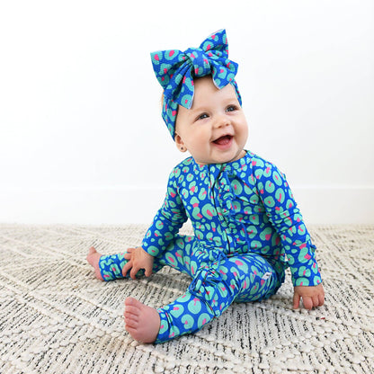 Miley Leopard Ruffle Zip Bamboo Baby Sleepies Little