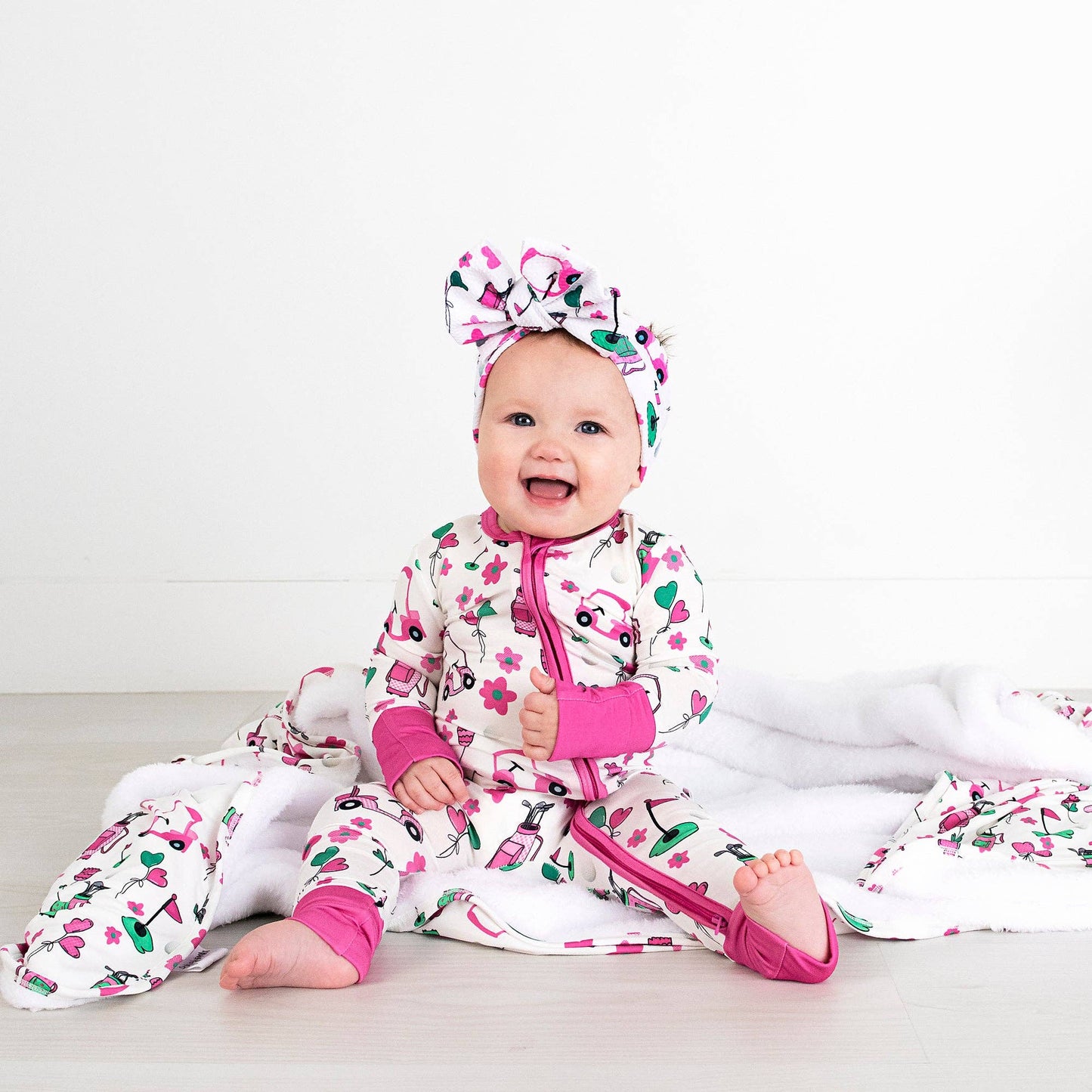 Lexi Pink Golf Zip Pink Kids Bamboo Sleepies Little