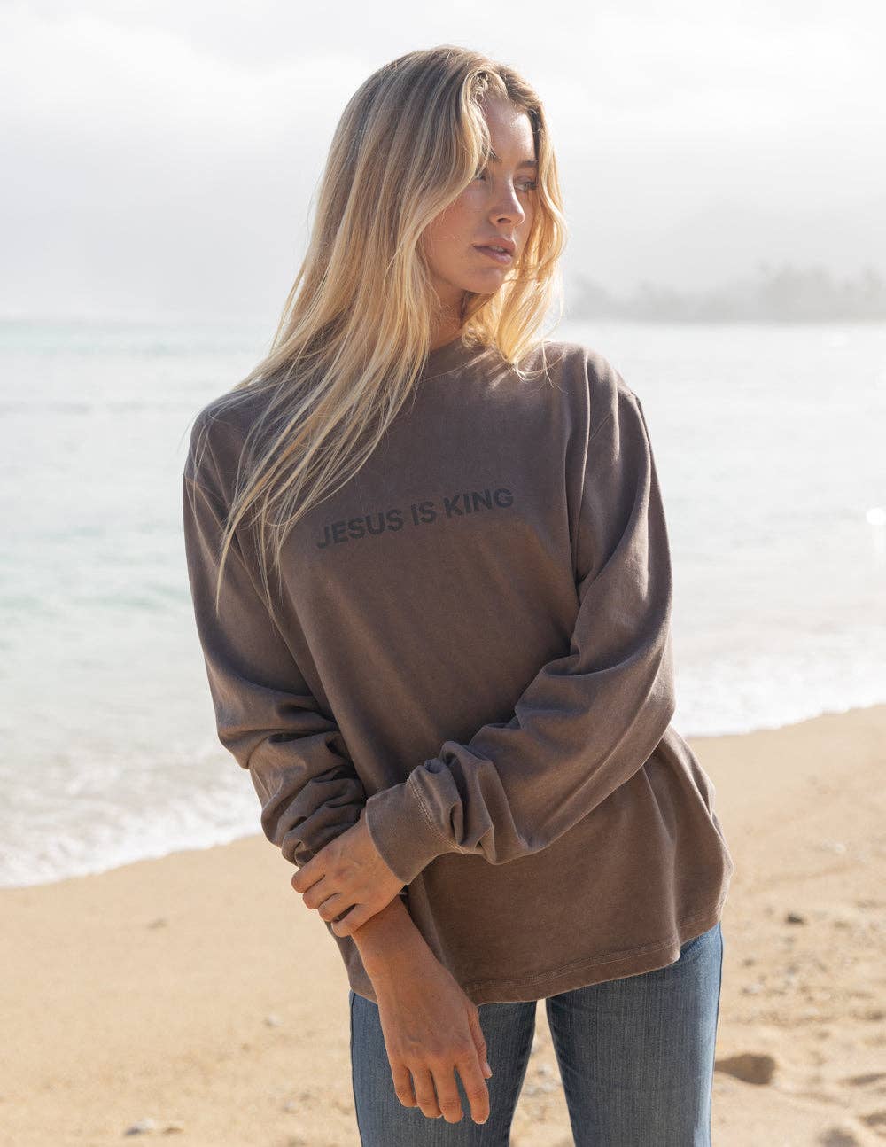 Jesus Is King Brown LS Unisex Tee