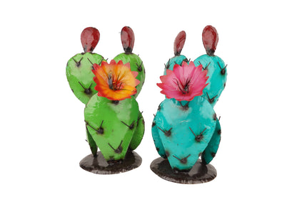 Blooming Metal Prickly Cactus-Garden-Yard Art-8x8x17H inches