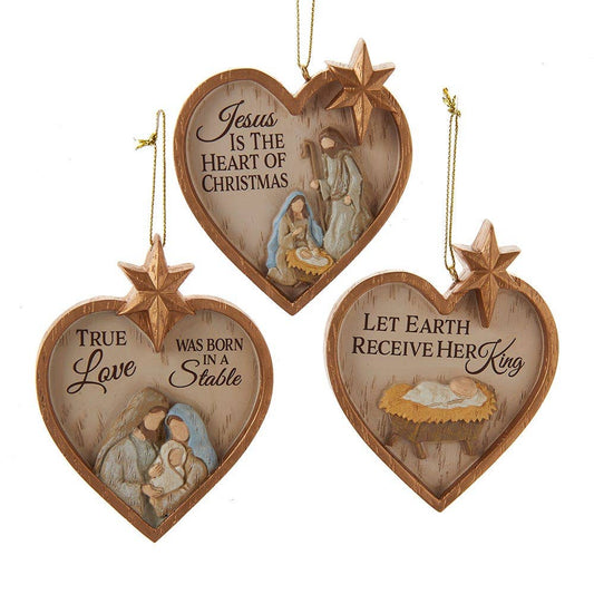 3.5"HEART NATIVITY ORN W/SAYING 3A
