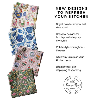 Pumpkin Fall Botanical Floral Autumn Kitchen Towel Waffle