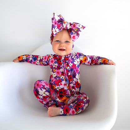 Kaia Ruffle Zip Bamboo Baby Outfit Sleepies Little Once Piec