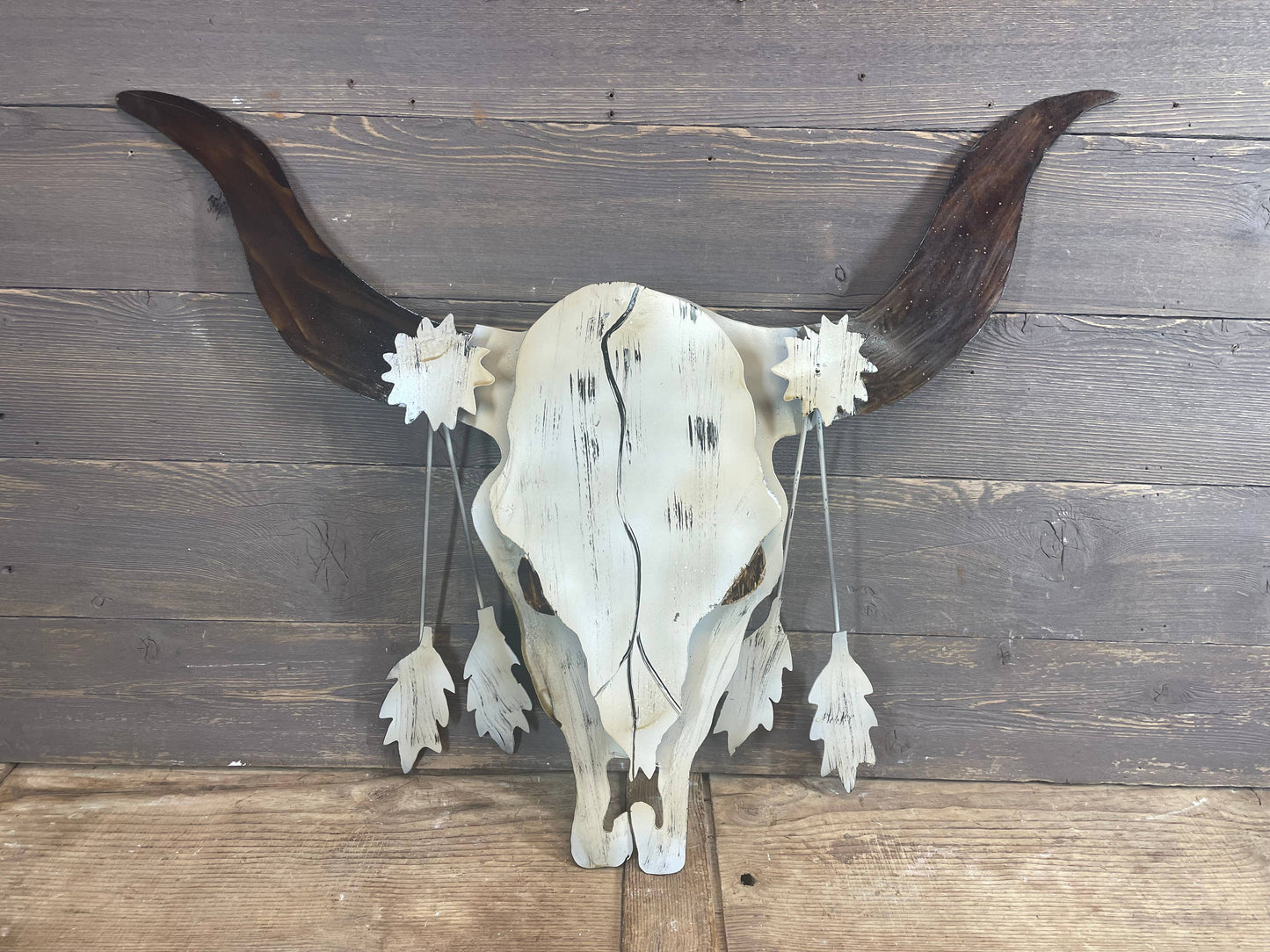 Longhorn Metal Skull-Rustic-Western-Wall-24x26 inches