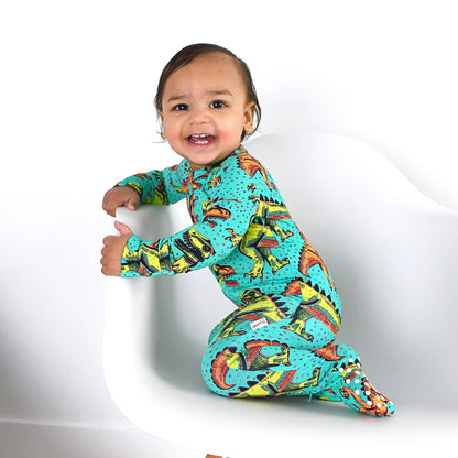 Drew Dino ZIP Bamboo Sleepies Little Baby Two Way Zip