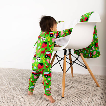 Tanner Zip Bamboo Baby Farm Animal Going Home Outfit