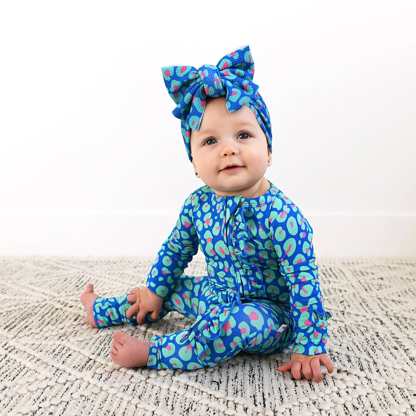 Miley Leopard Ruffle Zip Bamboo Baby Sleepies Little