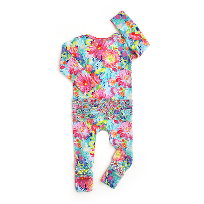 Bianca RUFFLE ZIP Bamboo Floral Sleepies Little