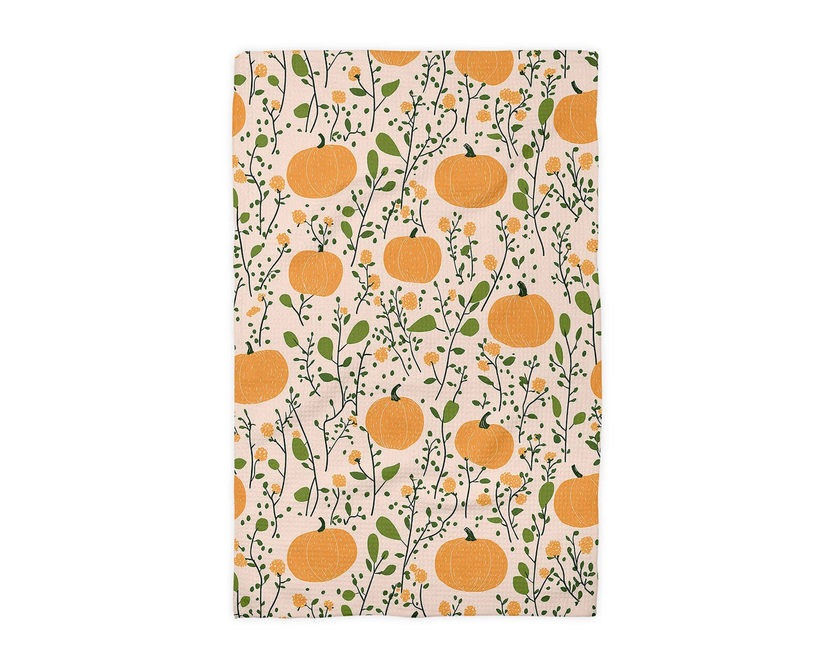 Pumpkin Fall Botanical Floral Autumn Kitchen Towel Waffle
